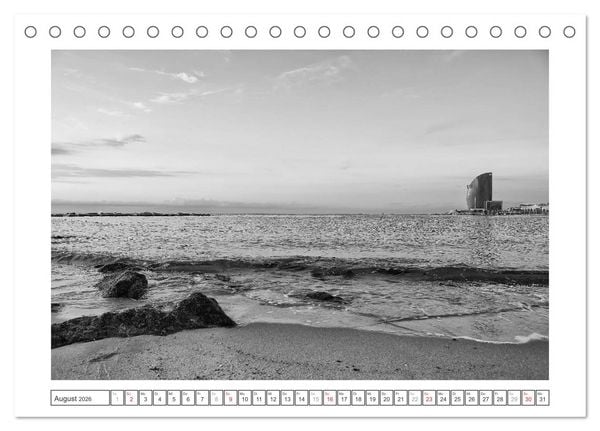 Produktbild: Barcelona Photografien in Schwarz / Wei&szlig; (Tischkalender 2026 DIN A5 quer), CALVENDO Monatskalender