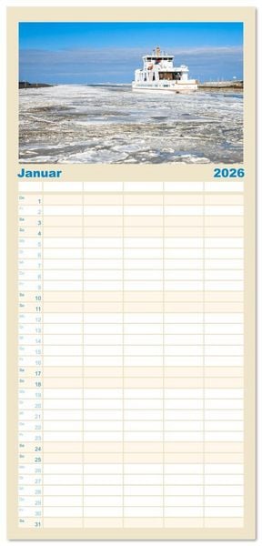 Produktbild: Familienplaner 2026 - Norderney Sehnsuchtskalender mit 5 Spalten (Wandkalender, 21 x 45 cm) CALVENDO