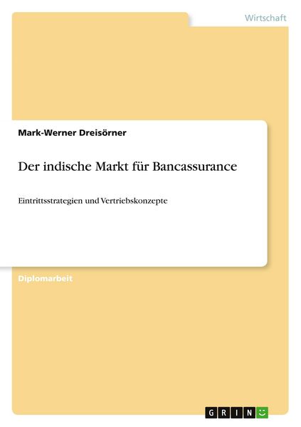 Produktbild: Der indische Markt f&uuml;r Bancassurance