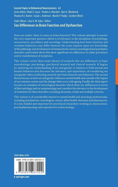 Produktbild: Sex Differences in Brain Function and Dysfunction