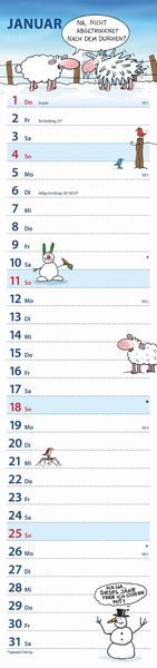 Produktbild: Notizkalender Humor 2026 - Streifenplaner 15x64 cm - Wandkalender - Küchenkalender - mit lustigen Cartoons und Sprüchen - Langplaner