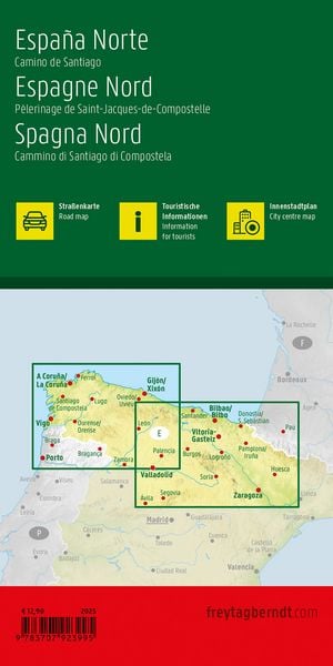 Produktbild: Spanien Nord - Jakobsweg, Stra&szlig;enkarte 1:400.000, freytag & berndt