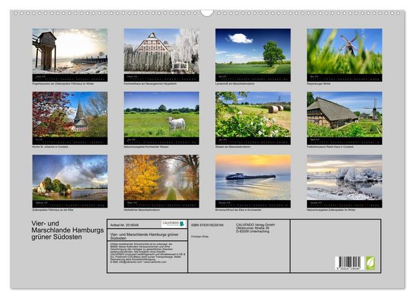 Produktbild: Vier- und Marschlande Hamburgs gr&uuml;ner S&uuml;dosten (Wandkalender 2026 DIN A2 quer), CALVENDO Monatskalender