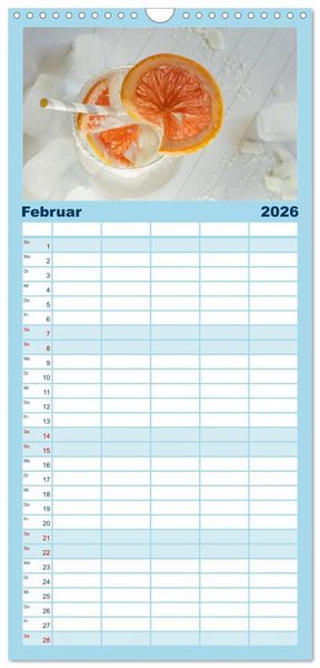 Produktbild: Familienplaner 2026 - Frisches Aromawasser mit 5 Spalten (Wandkalender, 21 x 45 cm) CALVENDO