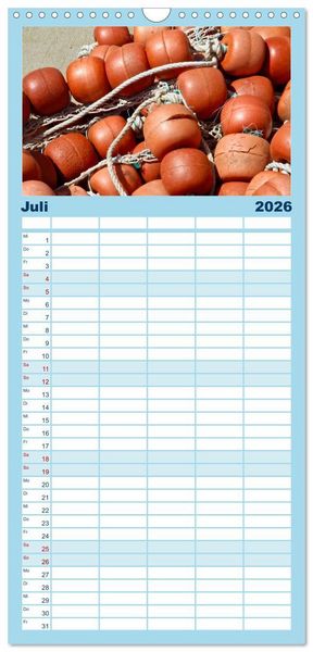 Produktbild: Familienplaner 2026 - Fischkunst und Fischergl&uuml;ck mit 5 Spalten (Wandkalender, 21 x 45 cm) CALVENDO