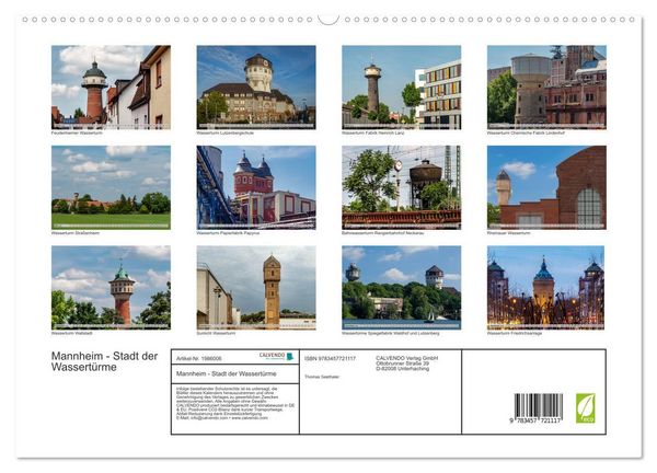 Produktbild: Mannheim - Stadt der Wassert&uuml;rme (hochwertiger Premium Wandkalender 2026 DIN A2 quer), Kunstdruck in Hochglanz