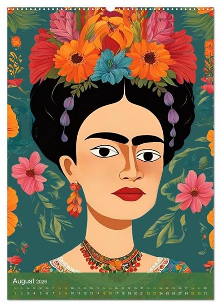 Produktbild: Gefangen in Normen. Frida Kahlo inspiriert. Flor de mi alma (Wandkalender 2026 DIN A2 hoch), CALVENDO Monatskalender