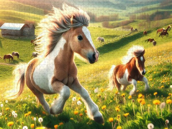 Produktbild: CALVENDO Puzzle Fr&uuml;hlingserwachen der Ponys | 1000 Teile Lege-Gr&ouml;&szlig;e 64x48cm Foto-Puzzle f&uuml;r gl&uuml;ckliche Stunden