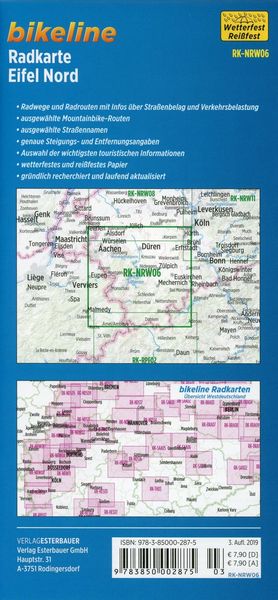 Produktbild: Bikeline Radkarte Eifel Nord Aachen, K&ouml;ln 1 : 75 000