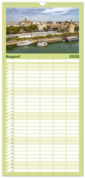 Produktbild: Familienplaner 2026 - Andalusien - Sevilla mit 5 Spalten (Wandkalender, 21 x 45 cm) CALVENDO