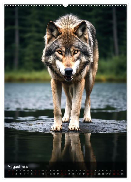 Produktbild: Der Wolf - Sehnsucht Freiheit Kraft (Wandkalender 2026 DIN A2 hoch), CALVENDO Monatskalender