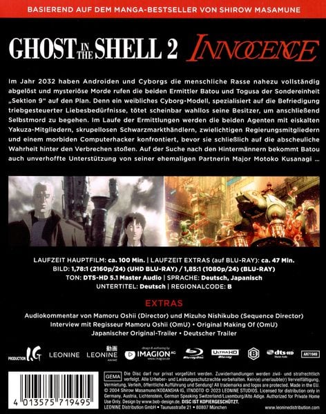 Produktbild: Ghost in the Shell 2 - Innocence - Limited Edition (+ Blu-ray)