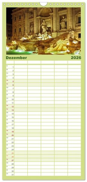 Produktbild: Familienplaner 2026 - In Liebe Dein Rom mit 5 Spalten (Wandkalender, 21 x 45 cm) CALVENDO