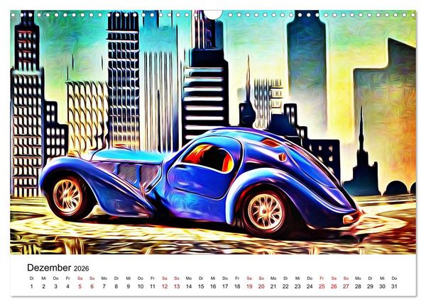 Produktbild: Cars'n'Arts - Digital Artwork von Jean-Louis Glineur (Wandkalender 2026 DIN A3 quer), CALVENDO Monatskalender