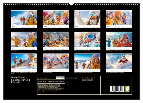 Produktbild: Unser Winter - Flocken, Fun und Freunde (hochwertiger Premium Wandkalender 2026 DIN A2 quer), Kunstdruck in Hochglanz
