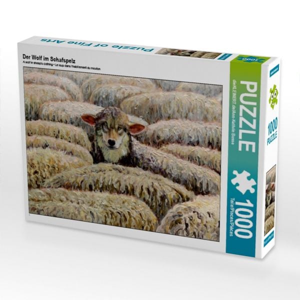 CALVENDO Puzzle Der Wolf im Schafspelz | 1000 Teile Lege-Größe 64x48cm Foto-Puzzle für glückliche Stunden