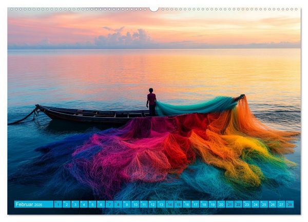 Produktbild: Netzpoesie: Ein Jahr in Farben (hochwertiger Premium Wandkalender 2026 DIN A2 quer), Kunstdruck in Hochglanz