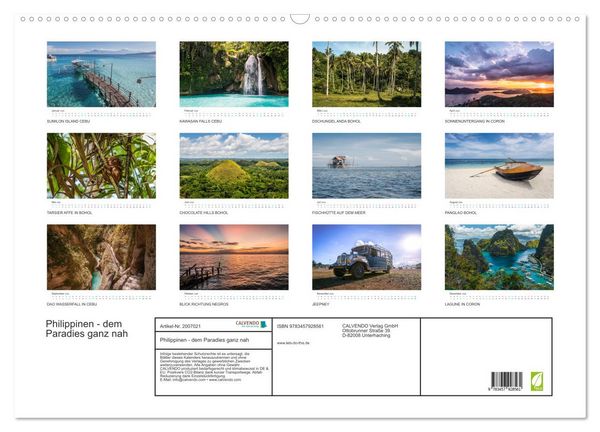 Produktbild: Philippinen - dem Paradies ganz nah (Wandkalender 2026 DIN A2 quer), CALVENDO Monatskalender