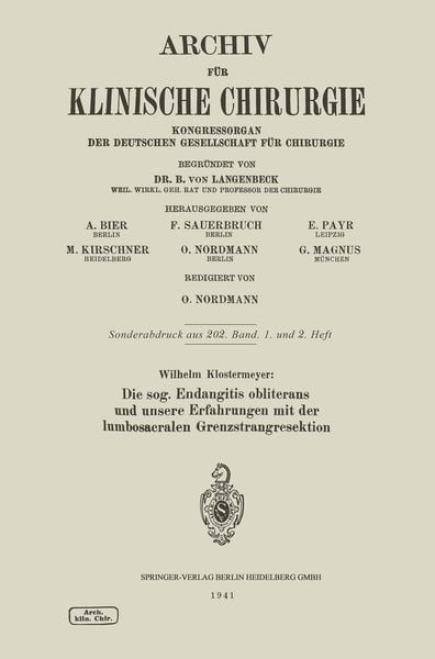 Produktbild: Die sog. Endangitis obliterans und unsere Erfahrungen mit der lumbosacralen Grenzstrangresektion