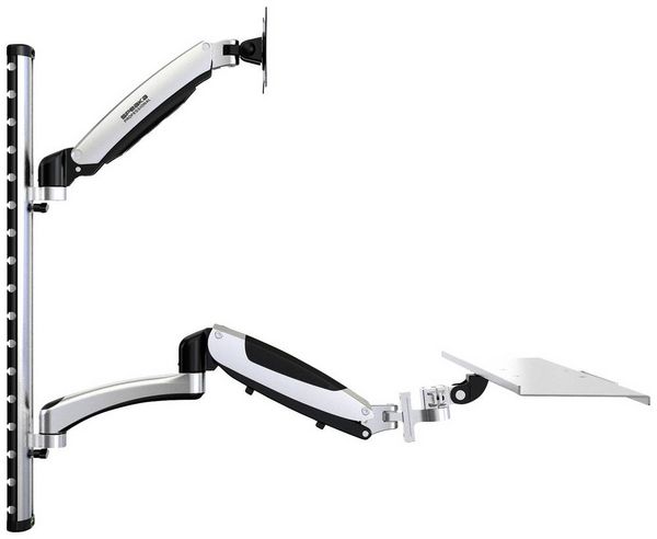 Produktbild: SpeaKa Professional SP-MM-730 Monitor-Wandhalterung 1 Display(s) 43,2cm (17") - 68,6cm (27") Schwarz/Silber H&ouml;henverstellbar
