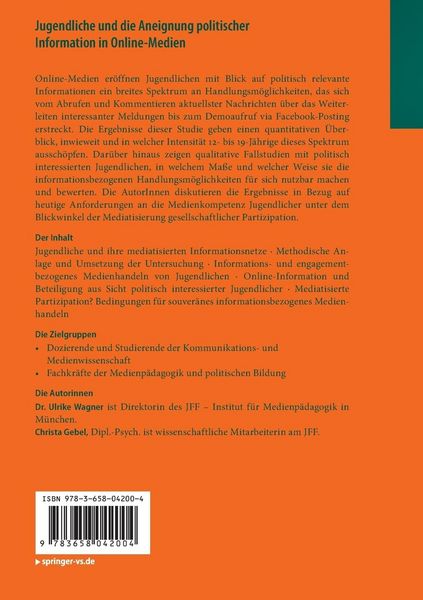 Produktbild: Jugendliche und die Aneignung politischer Information in Online-Medien