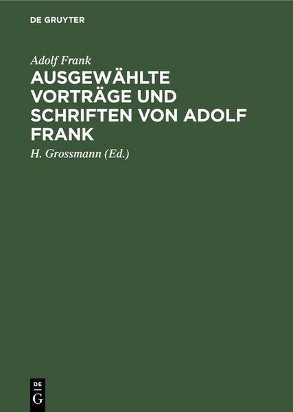 Produktbild: Ausgew&auml;hlte Vortr&auml;ge und Schriften von Adolf Frank