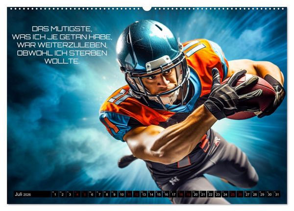 Produktbild: American Football und Motivation (hochwertiger Premium Wandkalender 2026 DIN A2 quer), Kunstdruck in Hochglanz