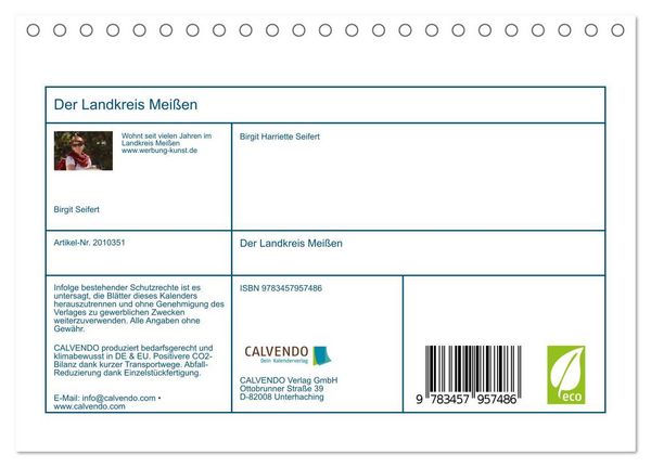 Produktbild: Der Landkreis Mei&szlig;en (Tischkalender 2026 DIN A5 quer), CALVENDO Monatskalender
