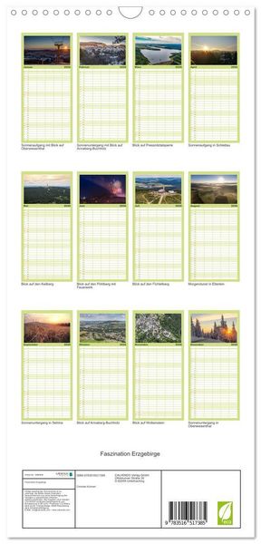Produktbild: Familienplaner 2026 - Faszination Erzgebirge mit 5 Spalten (Wandkalender, 21 x 45 cm) CALVENDO