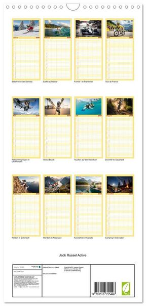 Produktbild: Familienplaner 2026 - Jack Russel Active mit 5 Spalten (Wandkalender, 21 x 45 cm) CALVENDO
