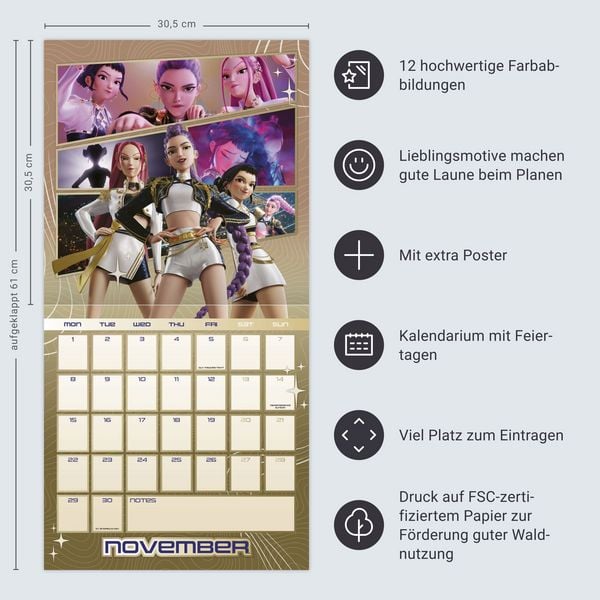 Produktbild: KPop Demon Hunters Broschurkalender 2027