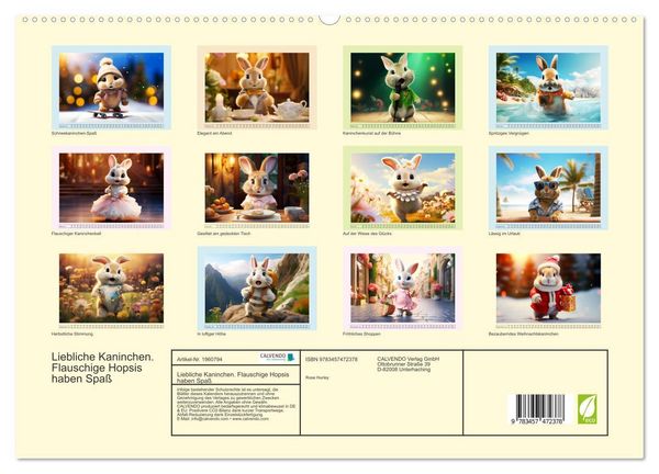 Produktbild: Liebliche Kaninchen. Flauschige Hopsis haben Spa&szlig; (hochwertiger Premium Wandkalender 2026 DIN A2 quer), Kunstdruck in Hochglanz