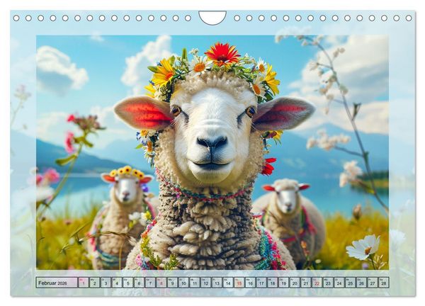 Produktbild: Bunter Schafschick. Flauschige Trendsetter zum verlieben (Wandkalender 2026 DIN A4 quer), CALVENDO Monatskalender