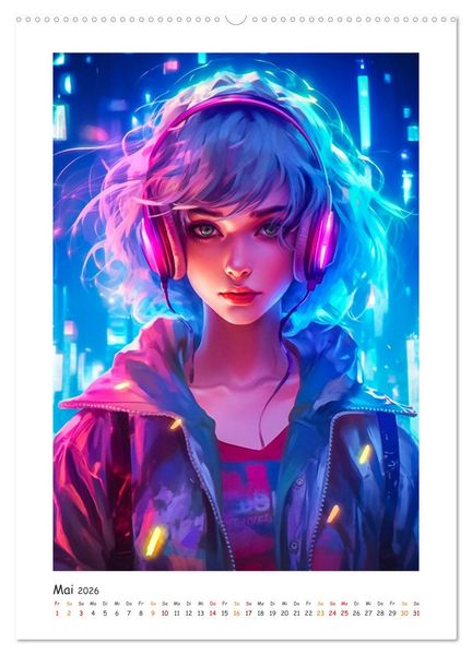 Produktbild: Coole Cyber Girls (Wandkalender 2026 DIN A2 hoch), CALVENDO Monatskalender