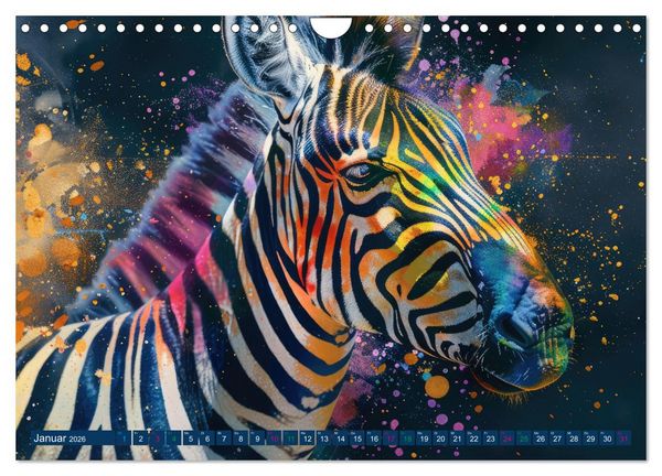 Produktbild: ZEBRAS - Modern Art (Wandkalender 2026 DIN A4 quer), CALVENDO Monatskalender
