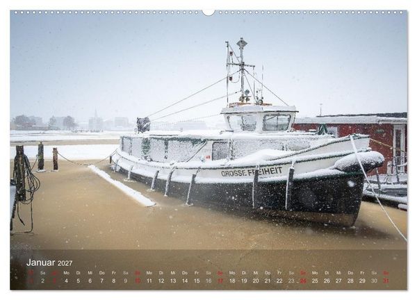Produktbild: Schifffahrt entlang der Jade zwischen Wilhelmshaven und Hooksiel (hochwertiger Premium Wandkalender 2027 DIN A2 quer), Kunstdruck in Hochglanz