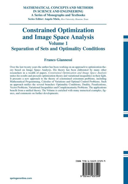 Produktbild: Constrained Optimization and Image Space Analysis