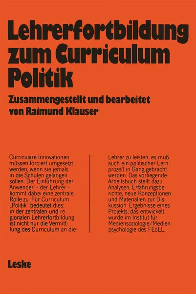 Produktbild: Lehrerfortbildung zum Curriculum &bdquo;Politik&ldquo;
