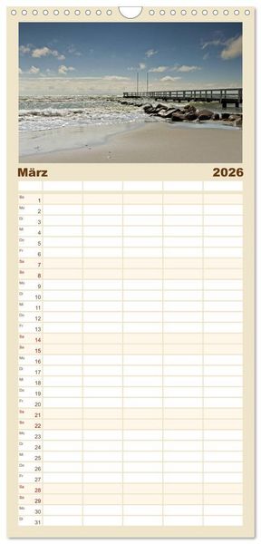 Produktbild: Familienplaner 2026 - Gr&ouml;mitz - Ostseebad an der Sonnenseite mit 5 Spalten (Wandkalender, 21 x 45 cm) CALVENDO