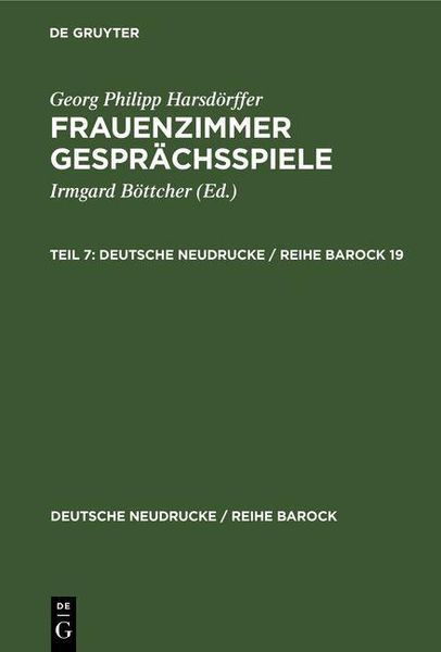 Produktbild: Georg Philipp Harsd&ouml;rffer: Frauenzimmer Gespr&auml;chsspiele. Teil 7