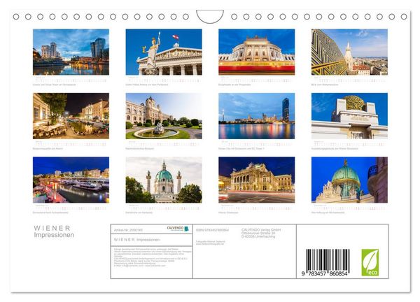 Produktbild: W I E N E R Impressionen (Wandkalender 2026 DIN A4 quer), CALVENDO Monatskalender