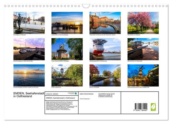 Produktbild: EMDEN, Seehafenstadt in Ostfriesland (Wandkalender 2026 DIN A3 quer), CALVENDO Monatskalender