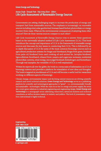 Produktbild: Life Cycle Assessment of Renewable Energy Sources