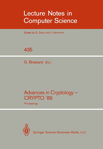 Produktbild: Advances in Cryptology - CRYPTO '89