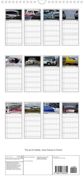 Produktbild: The art of mobility - Auto-Tr&auml;ume in Chrom - Familienplaner hoch (Wandkalender 2022 , 21 cm x 45 cm, hoch)