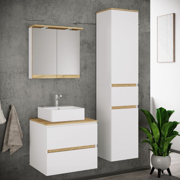 Produktbild: 4 tlg. Badm&ouml;bel-Set mit Waschbecken Cosila-A 60 cm