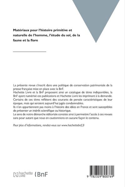 Produktbild: Mat&eacute;riaux pour l'histoire primitive et naturelle de l'homme, l'&eacute;tude du sol, de la faune et la flore