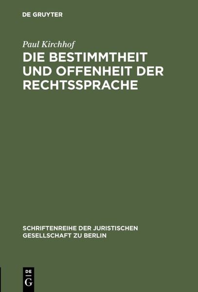 Produktbild: Die Bestimmtheit und Offenheit der Rechtssprache