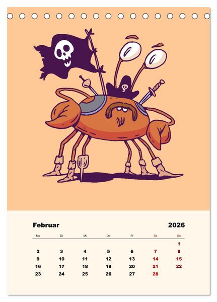 Produktbild: Tierische Piraten (Tischkalender 2026 DIN A5 hoch), CALVENDO Monatskalender