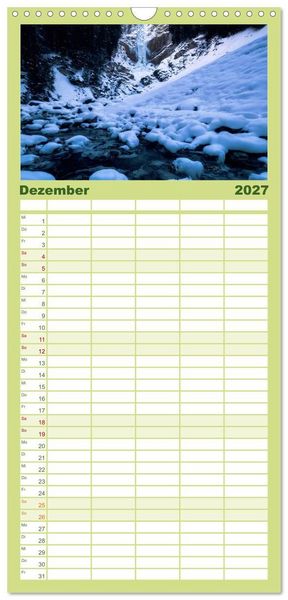 Produktbild: Familienplaner 2027 - Wasserfallwelt Schweiz mit 5 Spalten (Wandkalender, 21 x 45 cm) CALVENDO